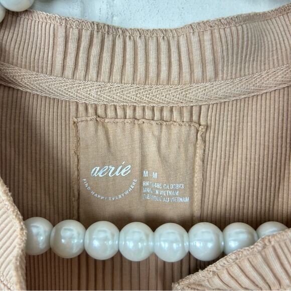 Aerie Road Trip Long Sleeve Henley Ribbed Shirt Size M - Picture 7 of 9